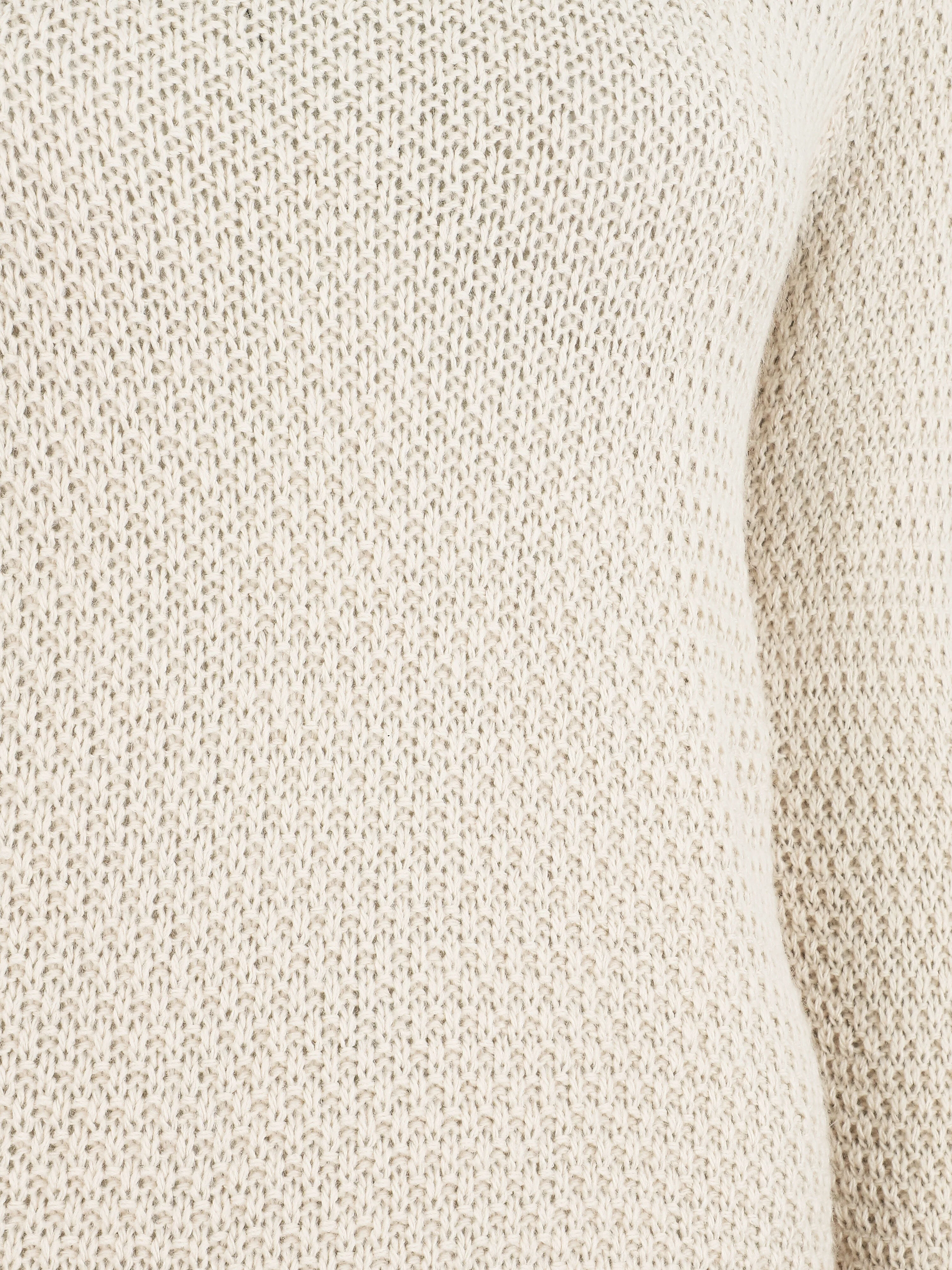 Pull droit à col rond - Beige - Image 3