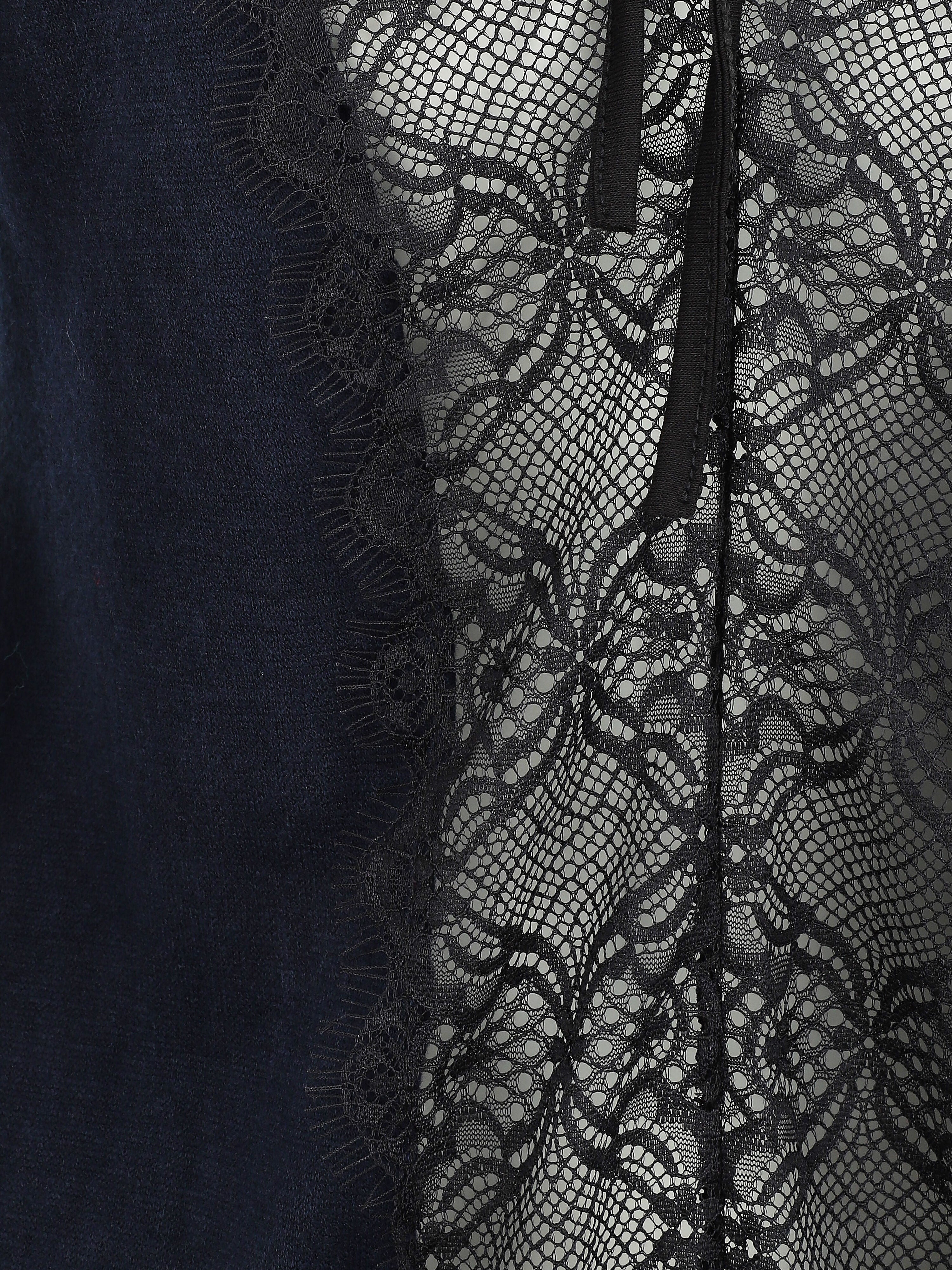 Pull droit à dos en dentelle - Bleu nuit - Image 3