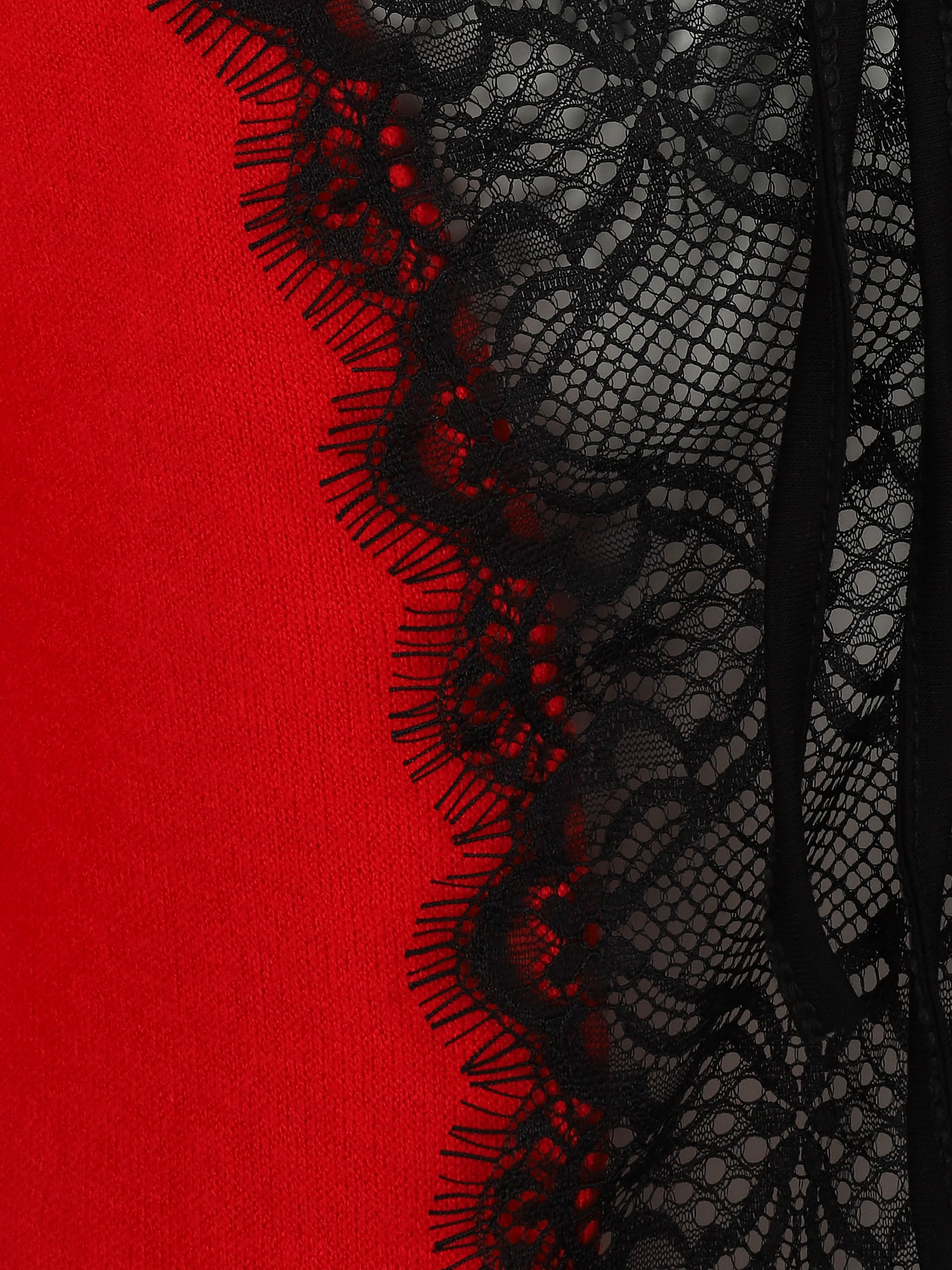 Pull droit à dos en dentelle - Rouge - Image 3