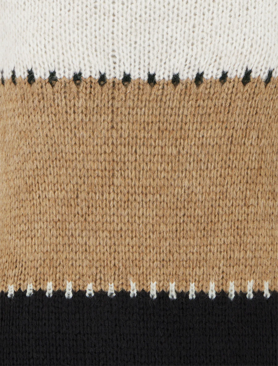 Pull droit à grandes rayures - Beige - Image 3