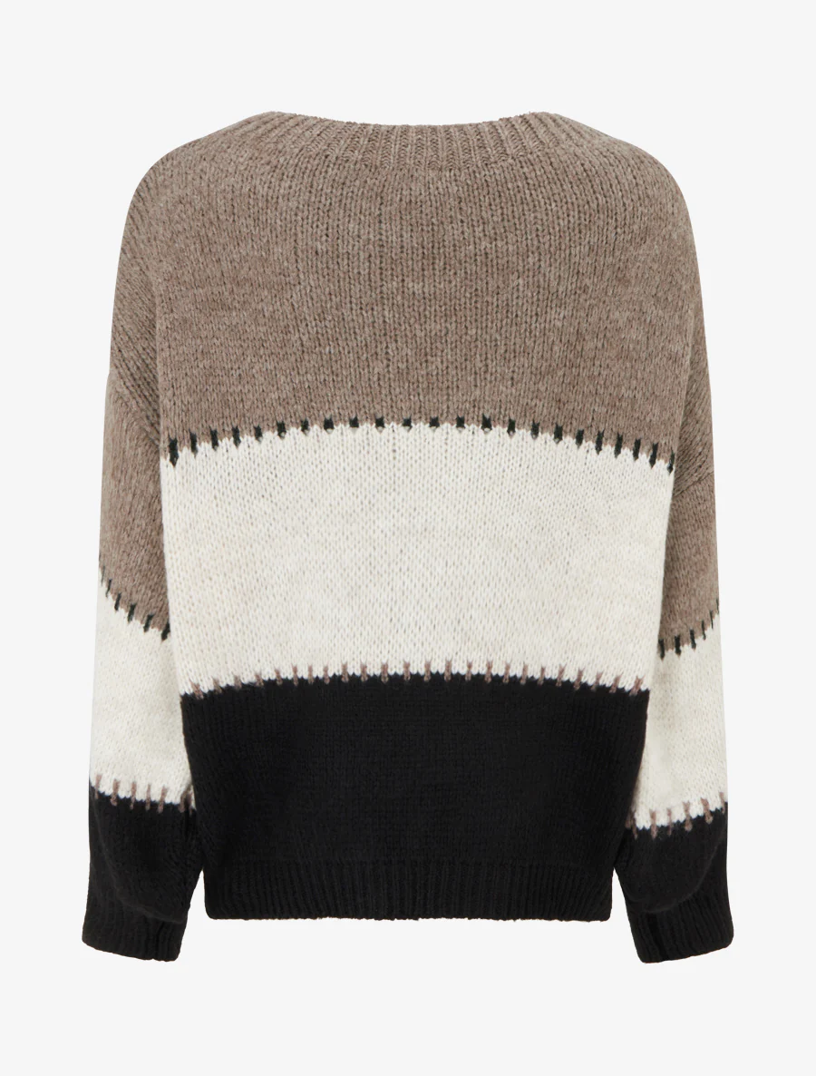 Pull droit à grandes rayures - Taupe - Image 2