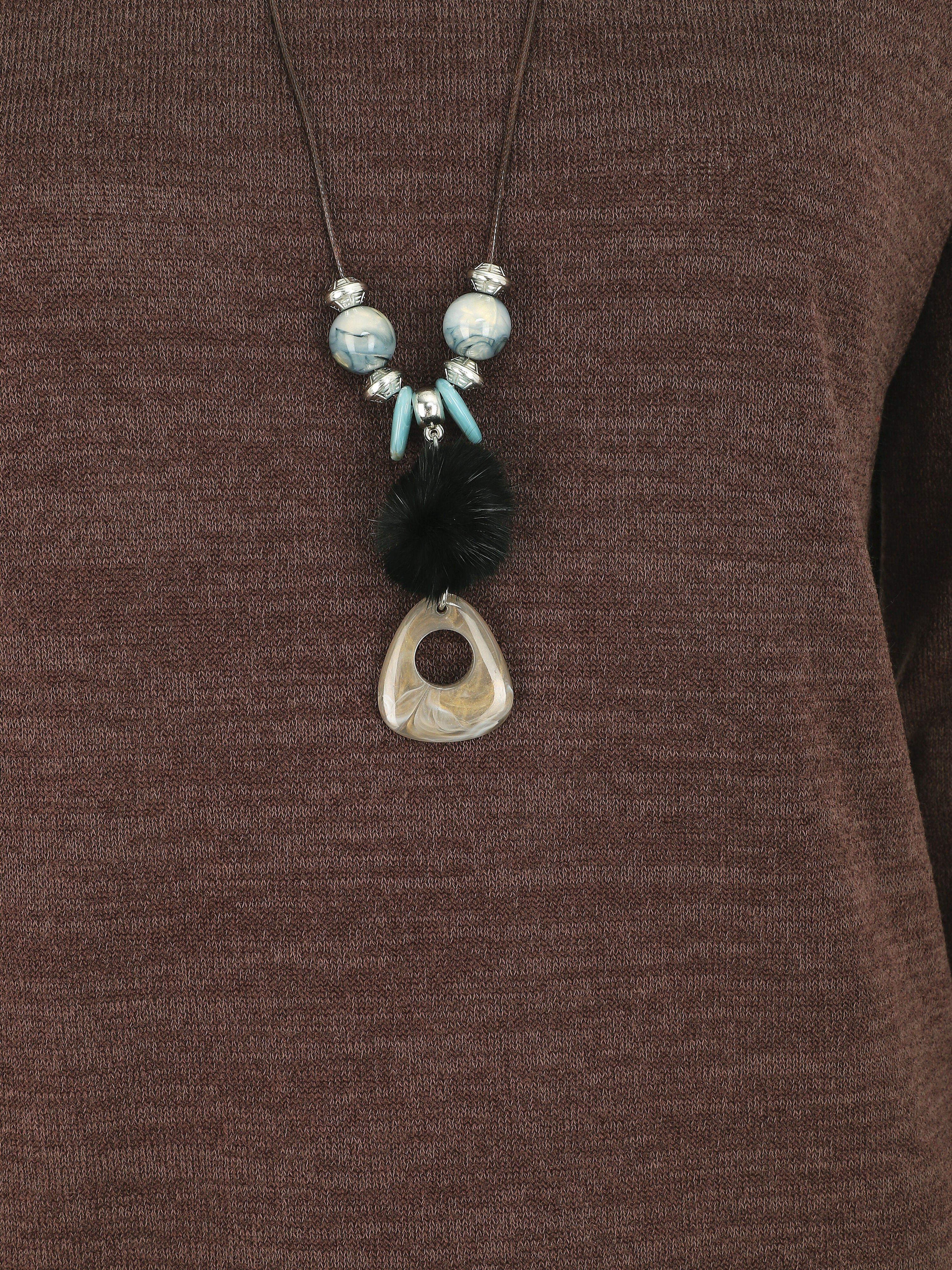 Pull droit à liseré irisé - Marron - Image 3