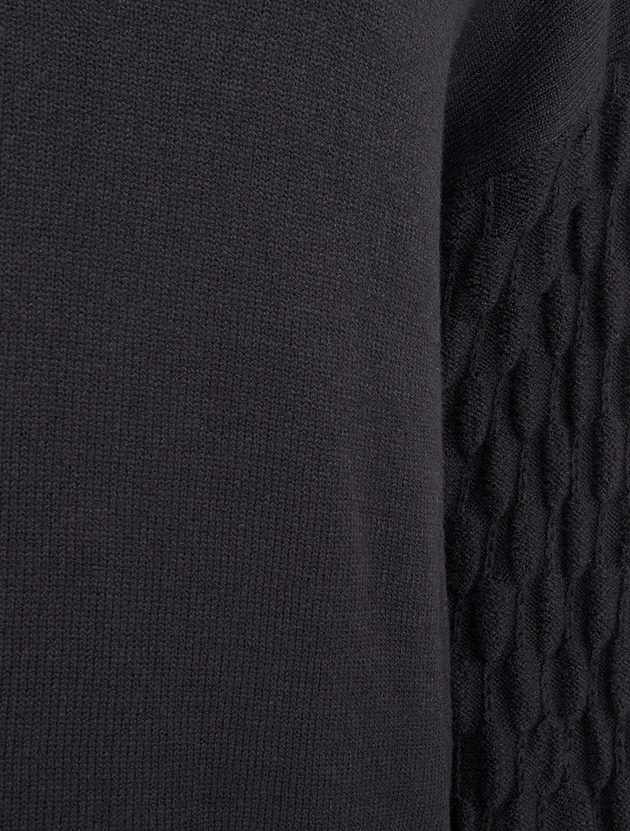 Pull droit à manches longues texturées - Noir - Image 3