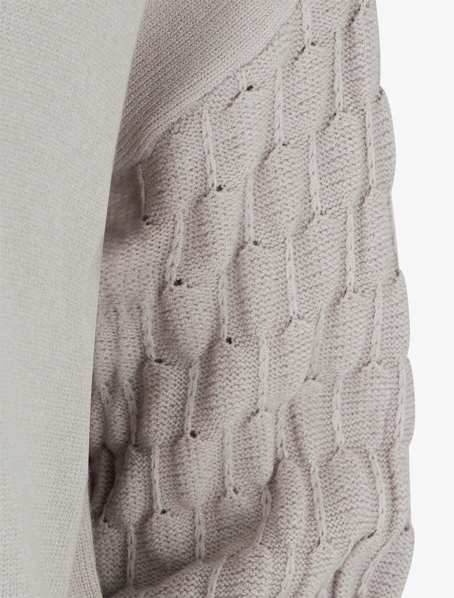 Pull droit à manches longues texturées - Taupe clair - Image 3