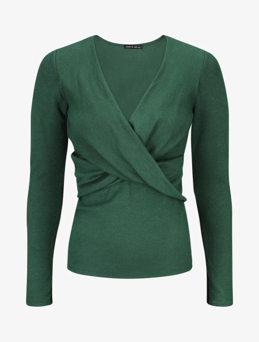 Pull droit cache-coeur - Vert sapin