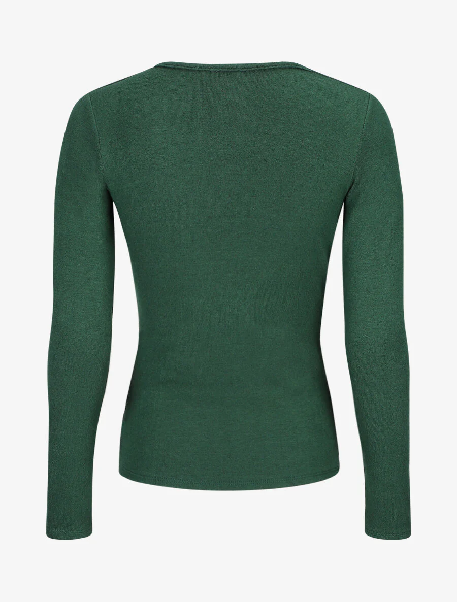 Pull droit cache-coeur - Vert sapin - Image 2