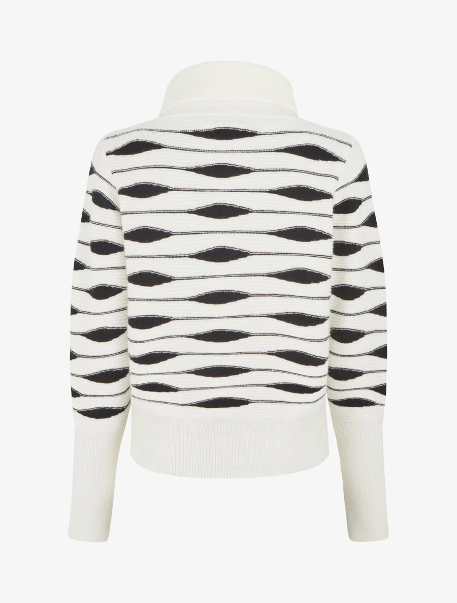 Pull droit col roulé en jacquard graphique - Blanc - Image 2