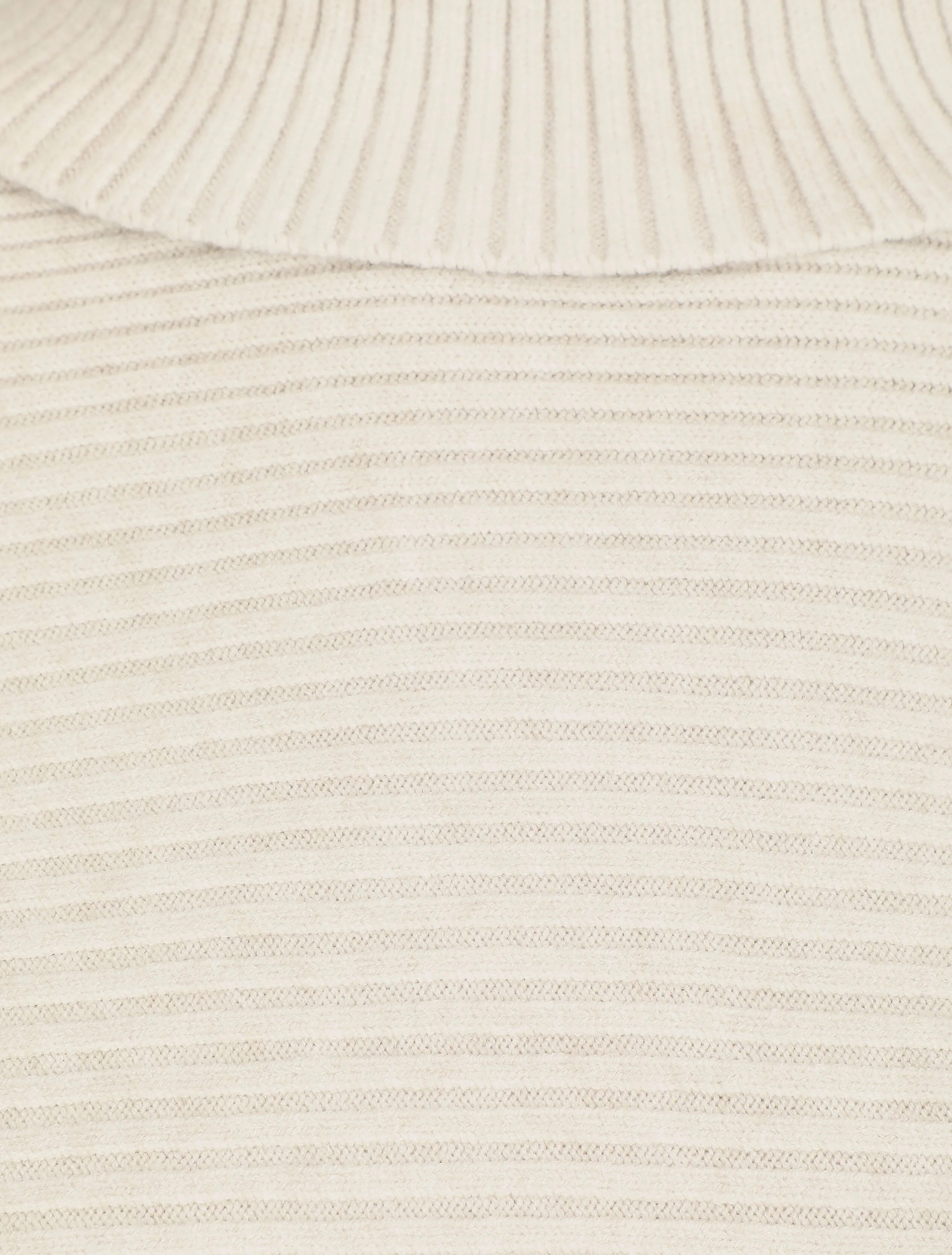 Pull droit côtelé à col roulé - Beige - Image 3