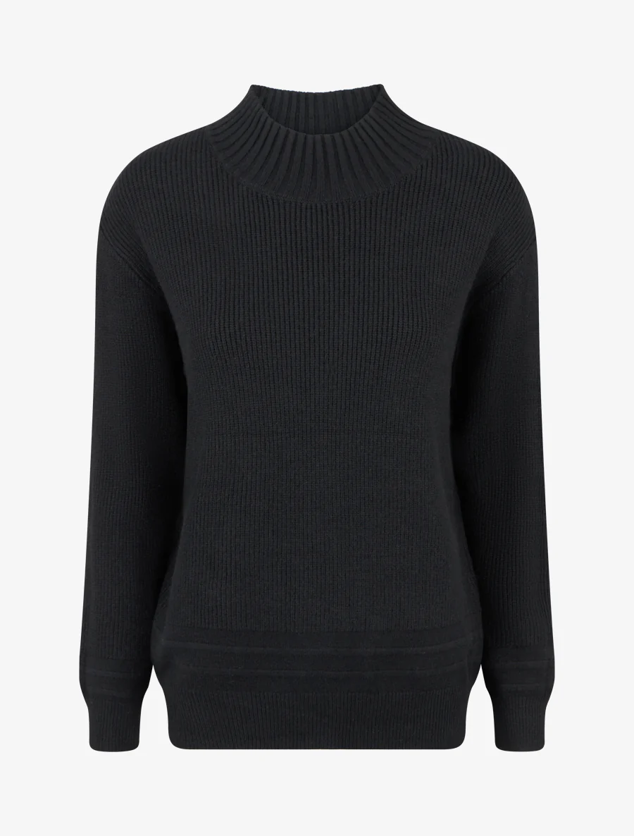 Pull droit uni côtelé - Noir