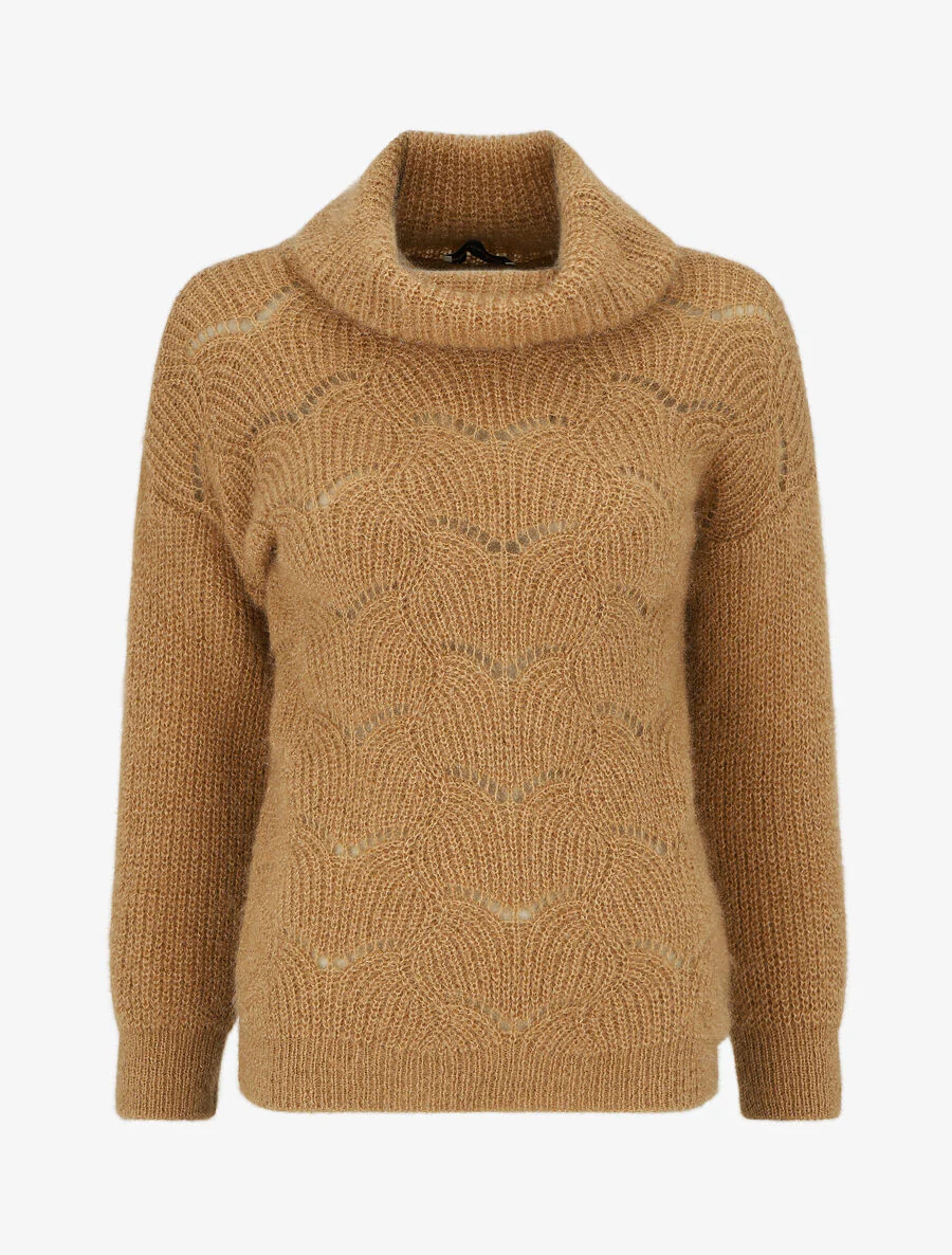 Pull duveteux à col roulé - Camel
