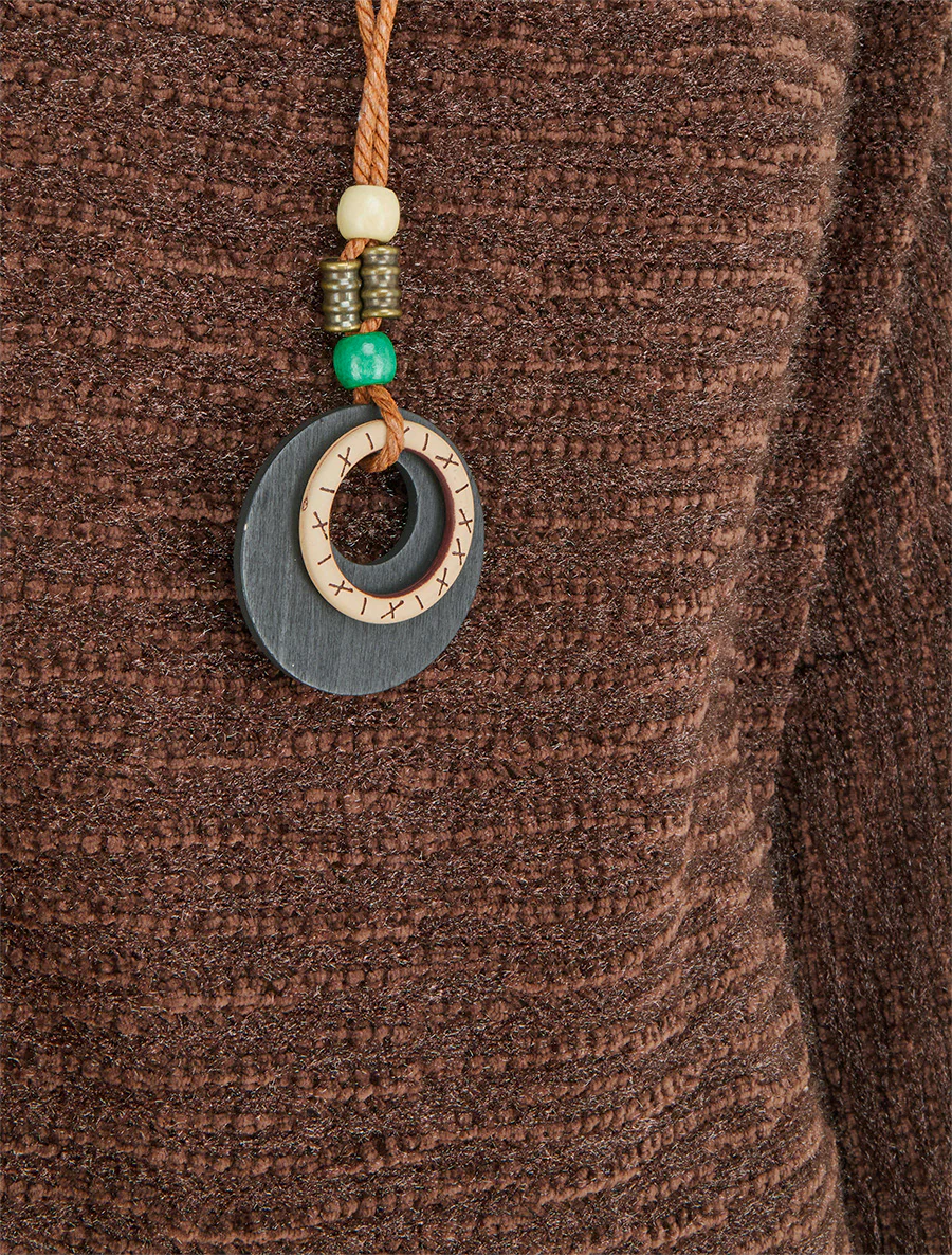 Pull duveteux à manches longues - Marron - Image 3