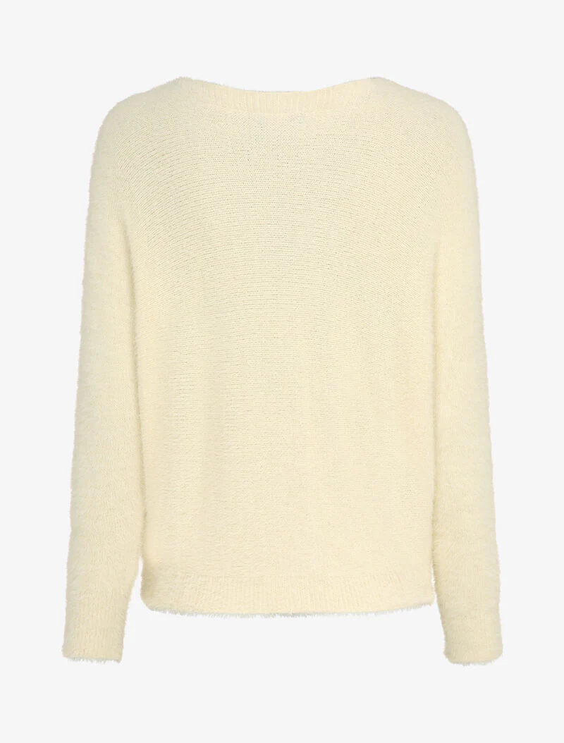 Pull duveteux oversize coupe chauve-souris - Beige - Image 2
