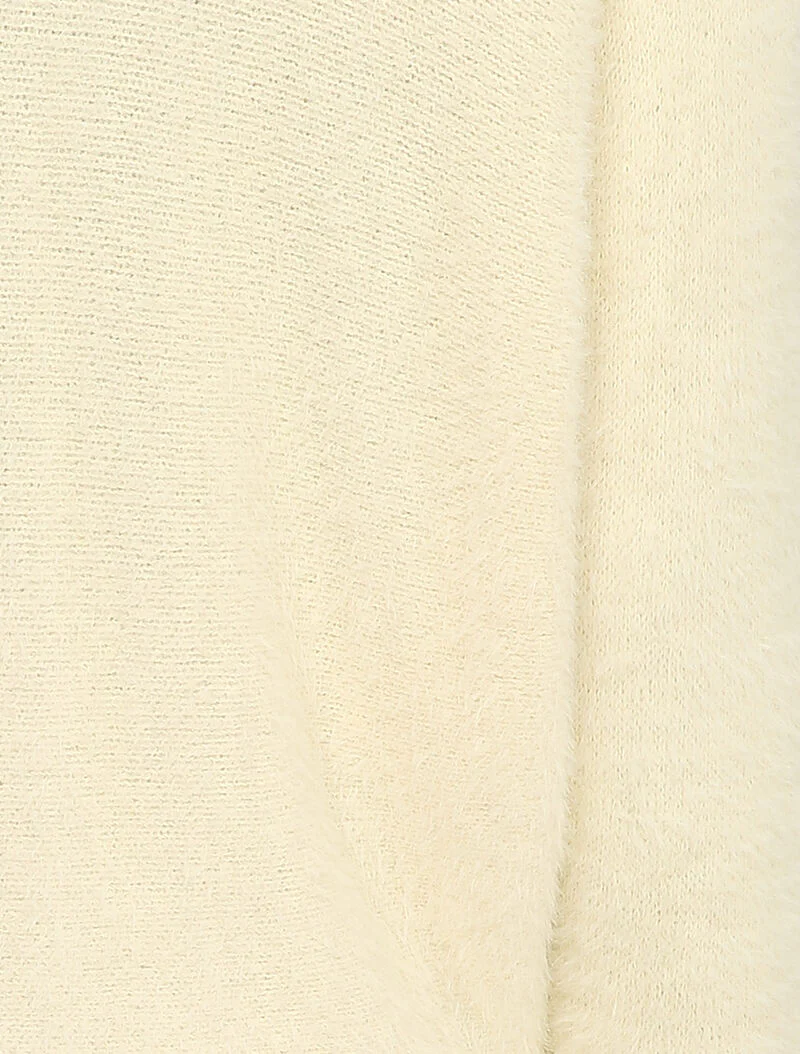 Pull duveteux oversize coupe chauve-souris - Beige - Image 3