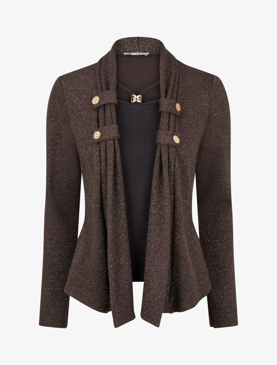 Pull effet gilet en superposition irisé - Marron foncé