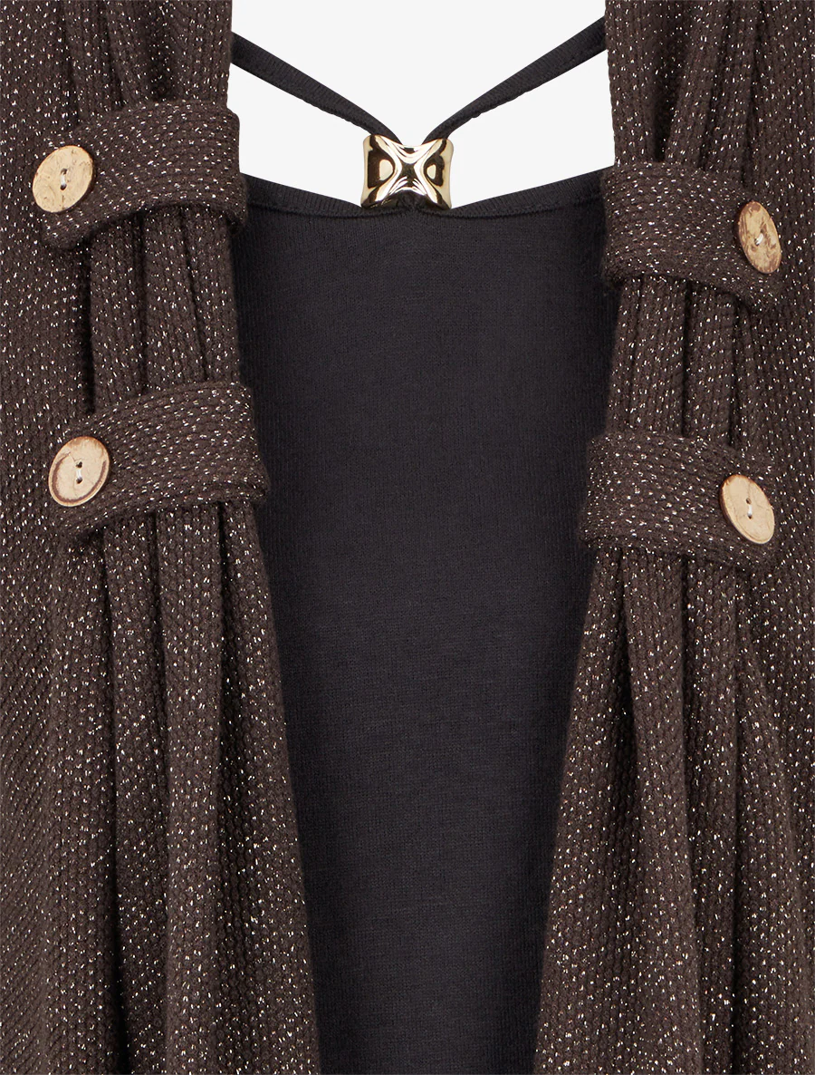 Pull effet gilet en superposition irisé - Marron foncé - Image 3