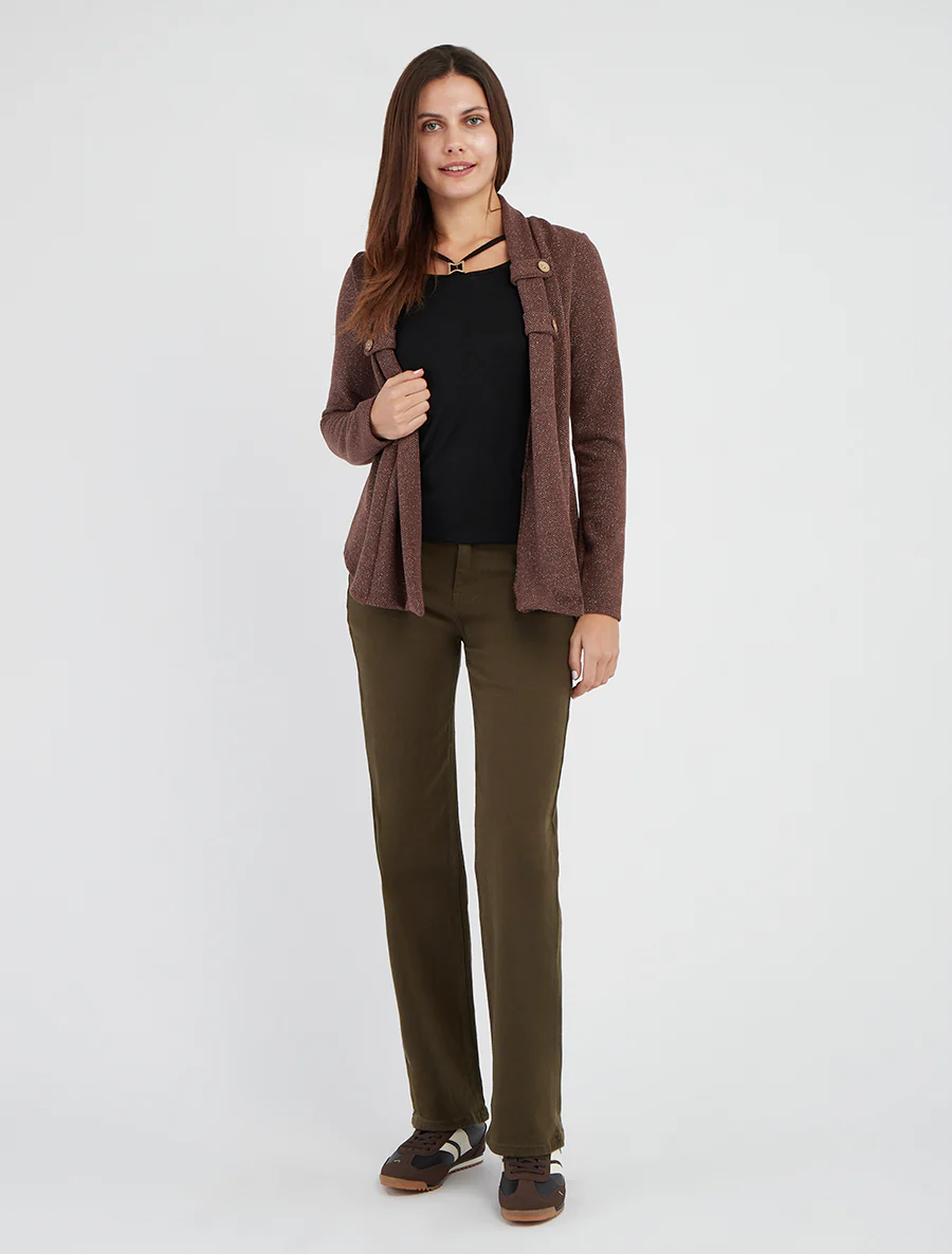 Pull effet gilet en superposition irisé - Marron - Image 4