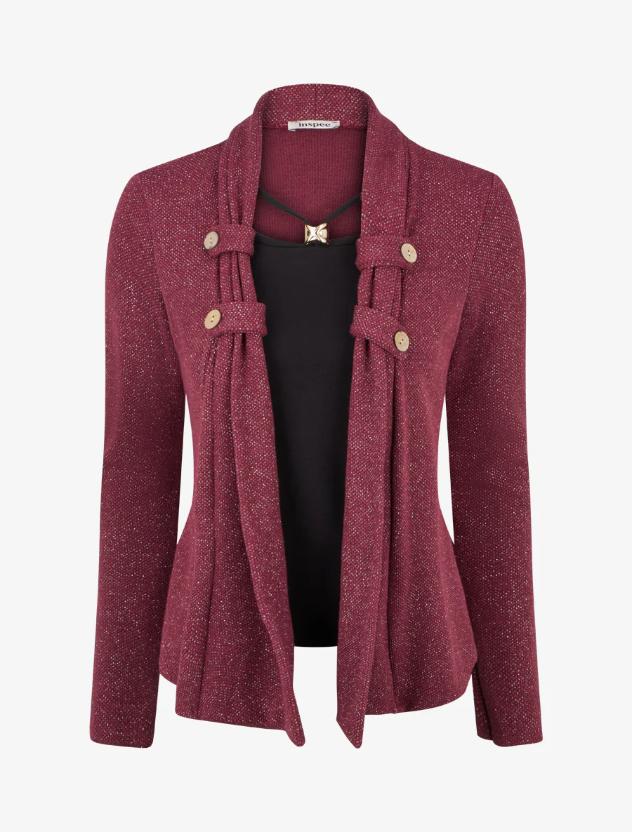 Pull effet gilet en superposition irisé - Prune