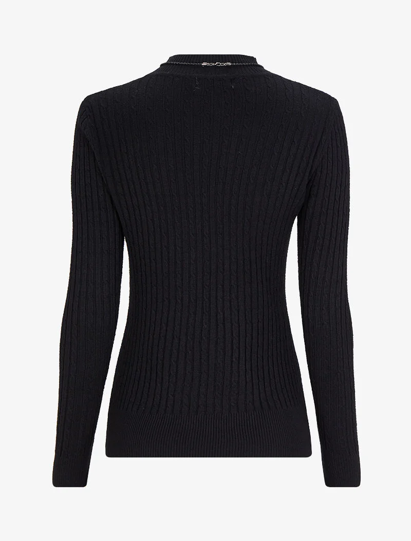 Pull effet maille tressée - Noir - Image 2