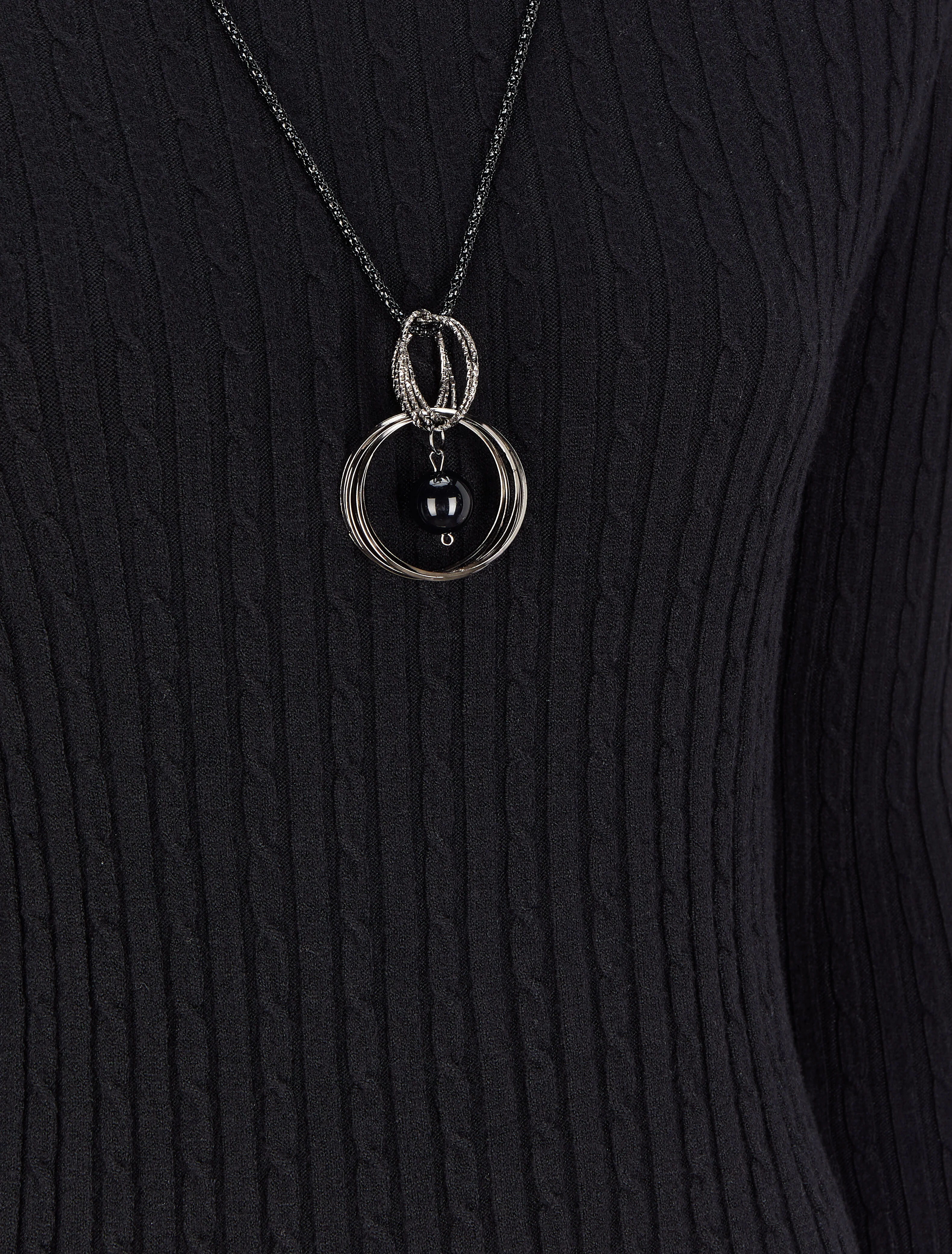 Pull effet maille tressée - Noir - Image 3