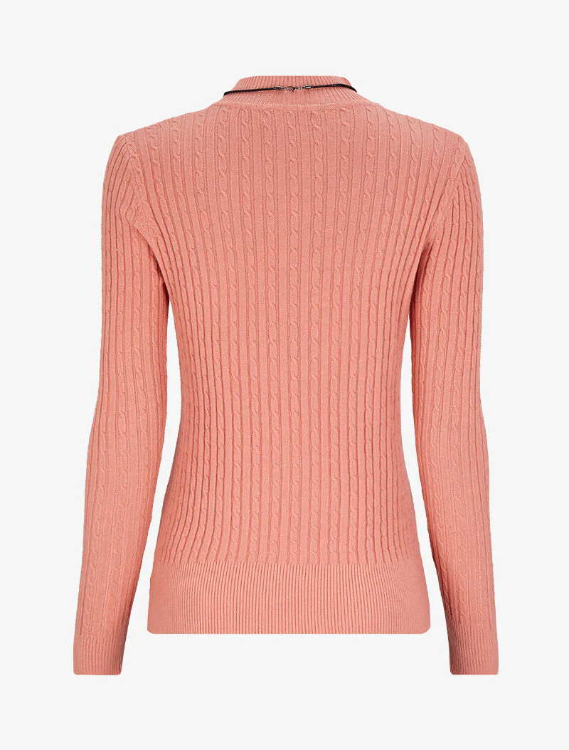Pull effet maille tressée - Rose saumon - Image 2