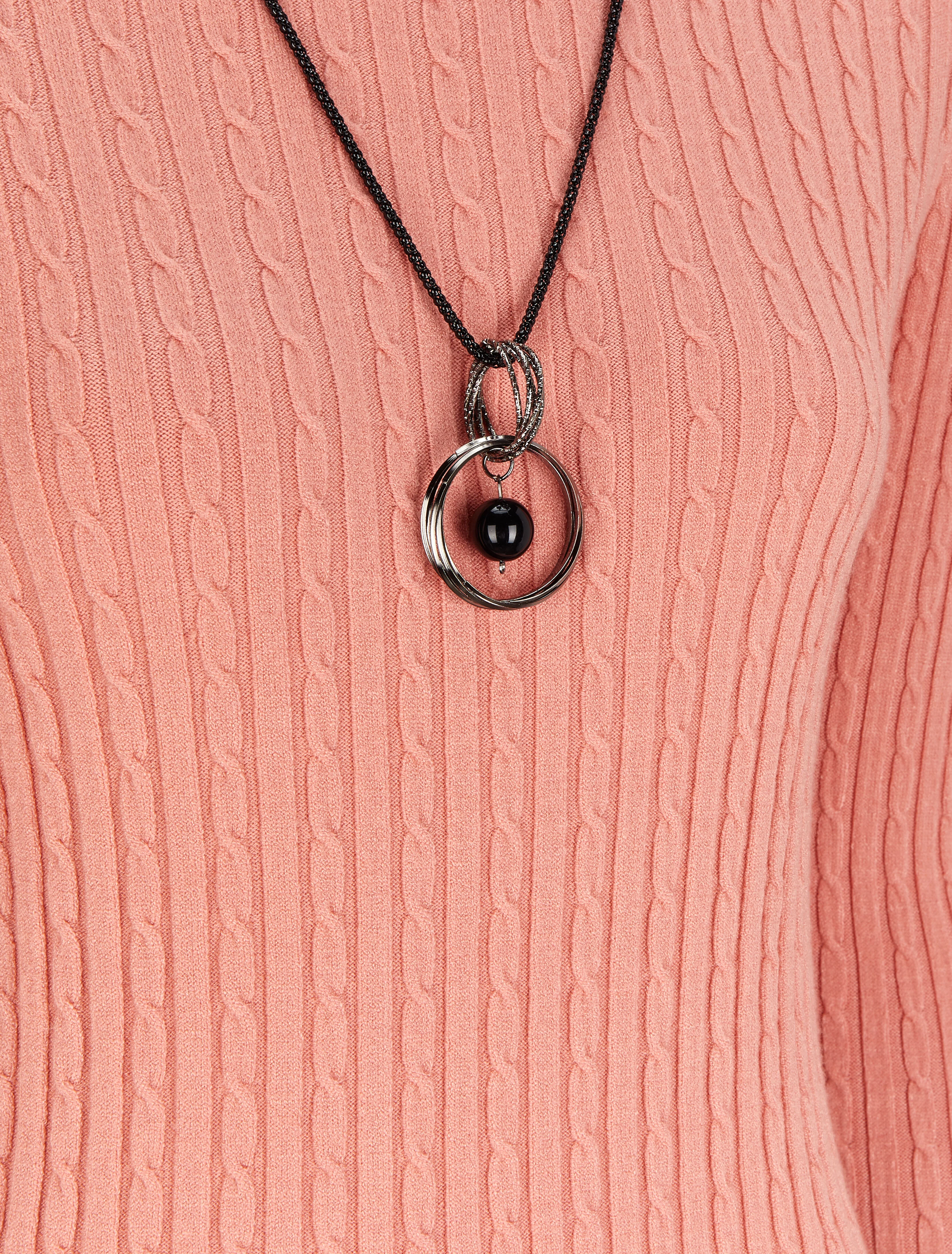 Pull effet maille tressée - Rose saumon - Image 3