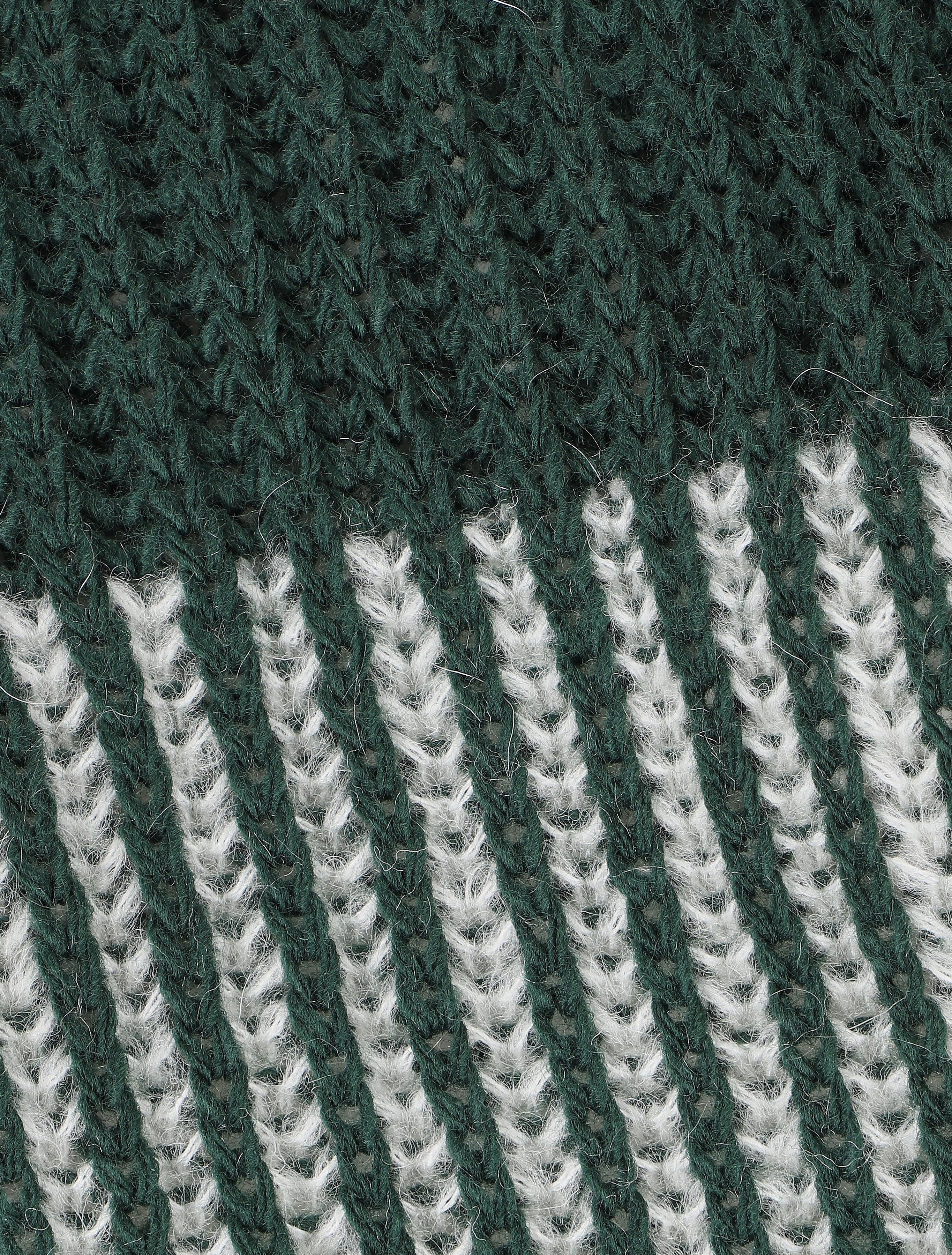 Pull en grosse maille bicolore - Vert sapin - Image 3