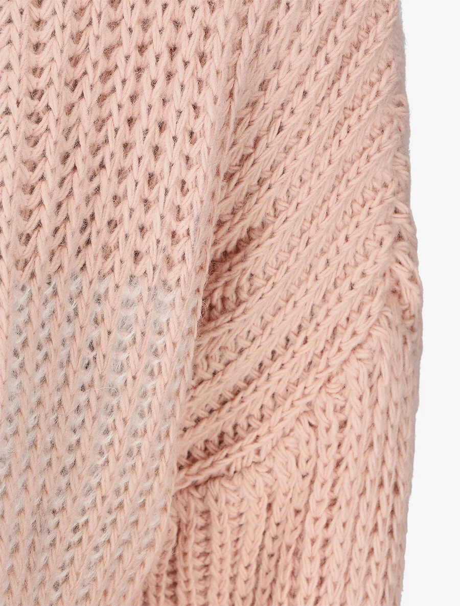Pull en grosse maille bicolore - Rose - Image 3
