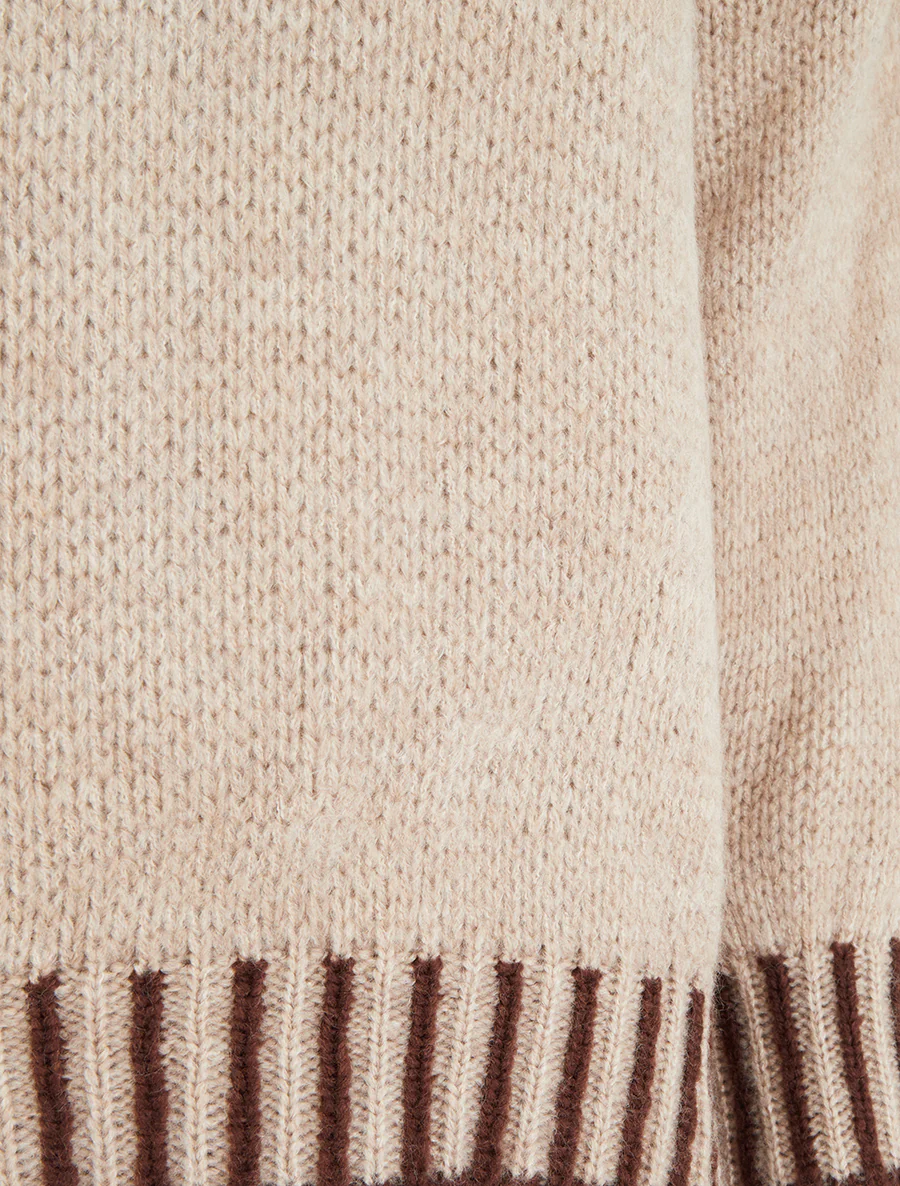 Pull en maille à col montant - Beige foncé - Image 3