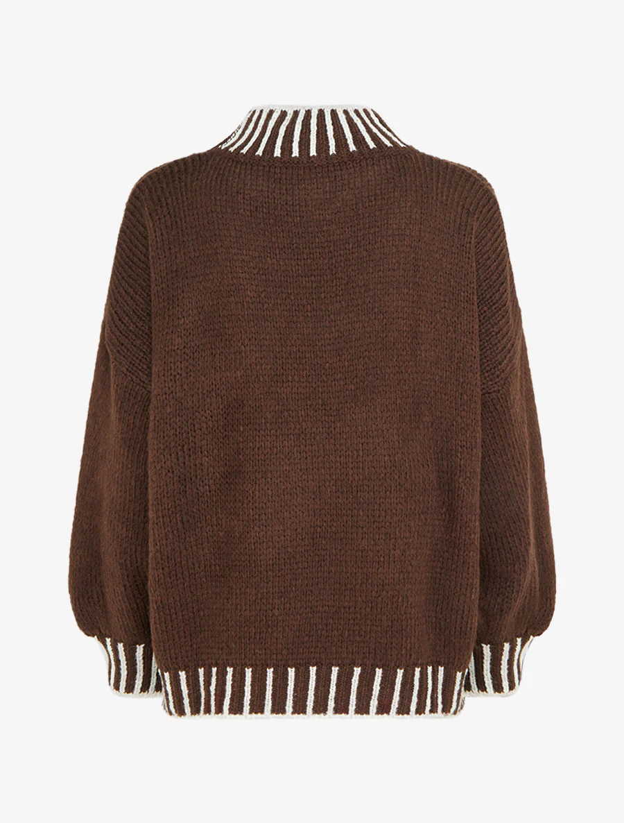 Pull en maille à col montant - Marron - Image 2