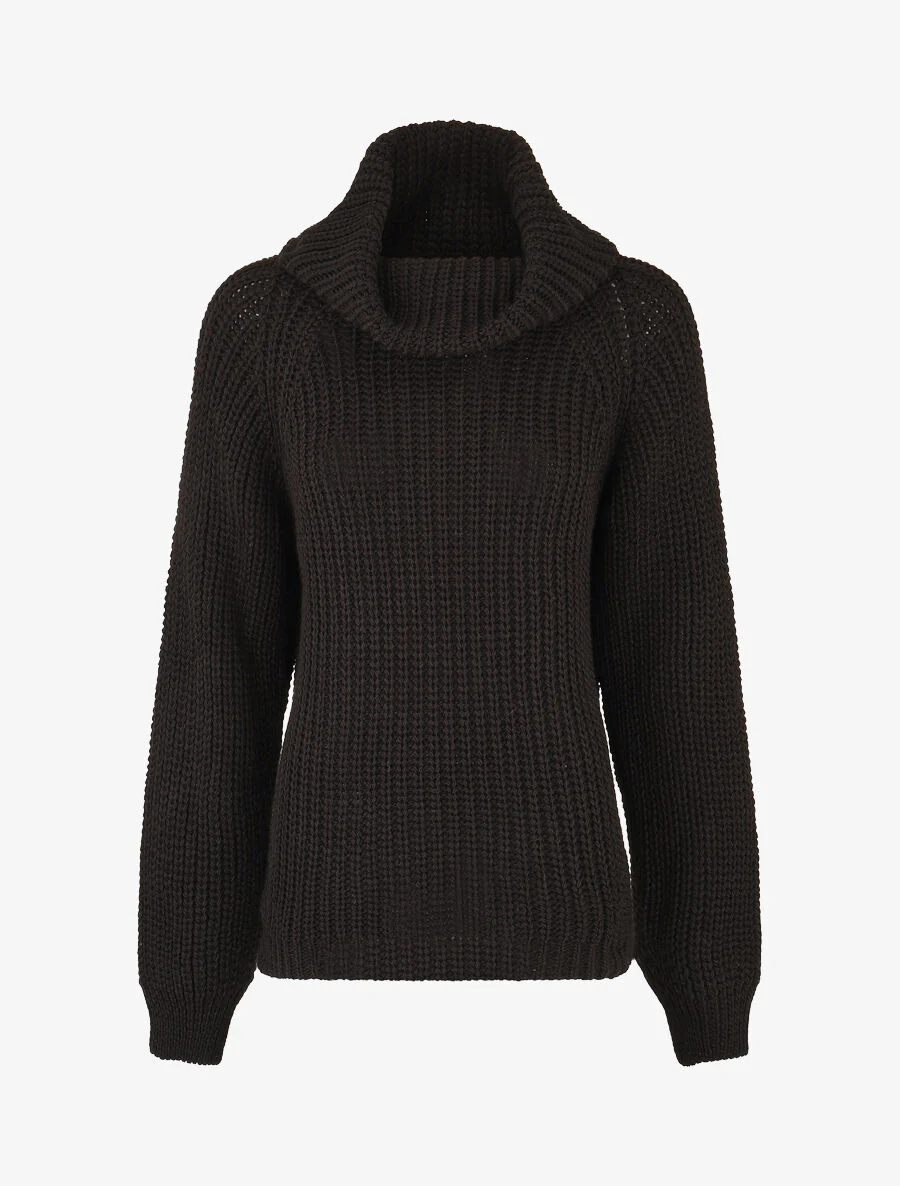 Pull en maille à col roulé loose - Noir