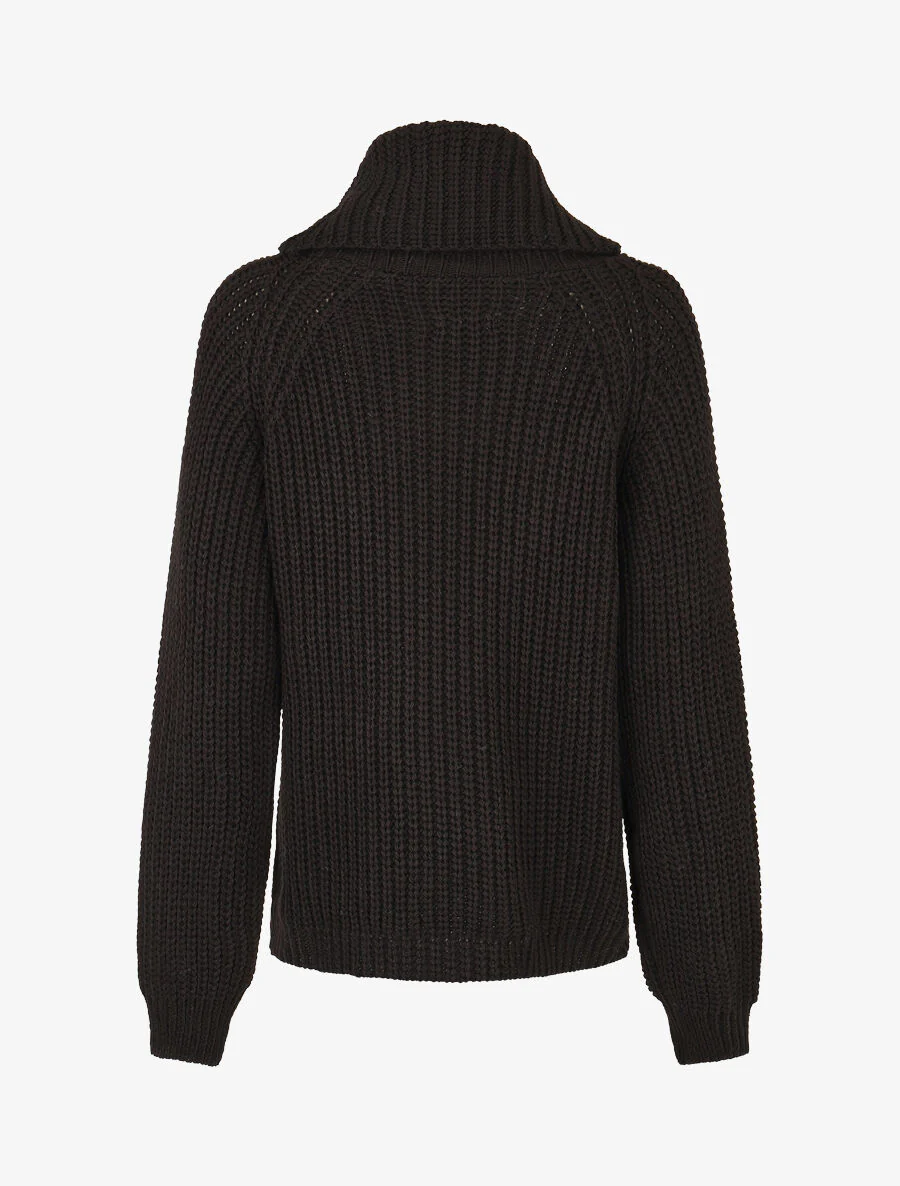 Pull en maille à col roulé loose - Noir - Image 2