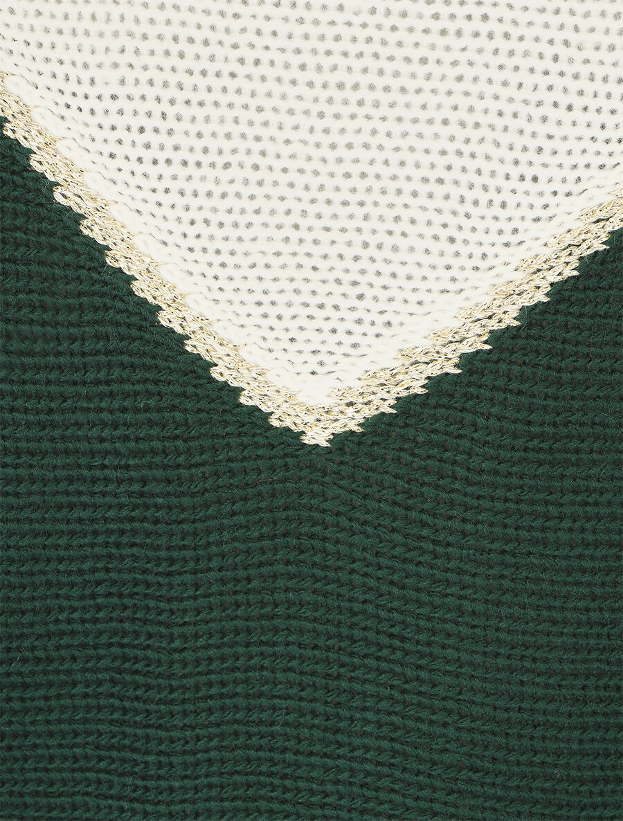 Pull en maille à motif V irisé - Vert sapin - Image 3