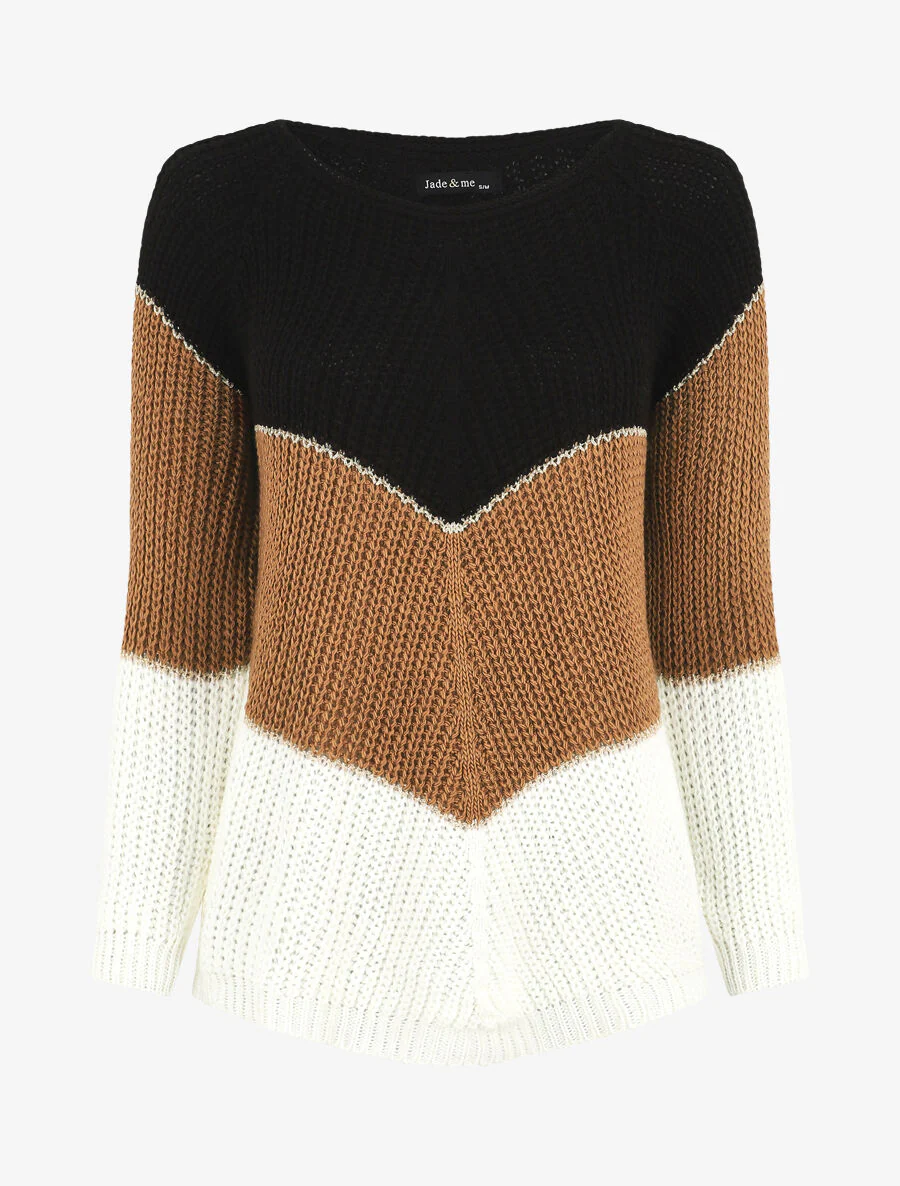 Pull en maille à motif V irisés - Noir