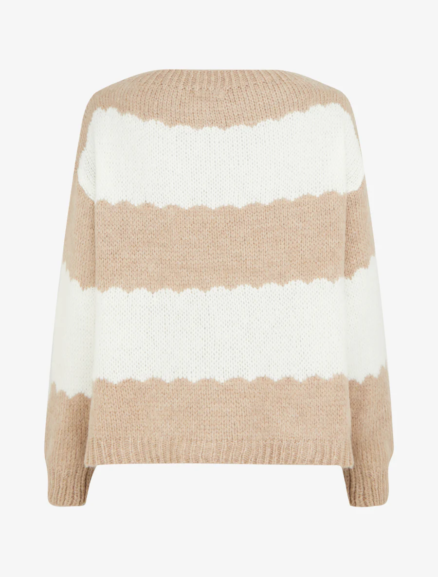 Pull en maille à rayures bicolore - Beige - Image 2