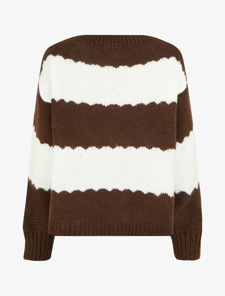 Pull en maille à rayures bicolore - Marron - Image 2