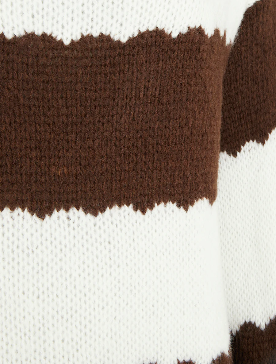Pull en maille à rayures bicolore - Marron - Image 3