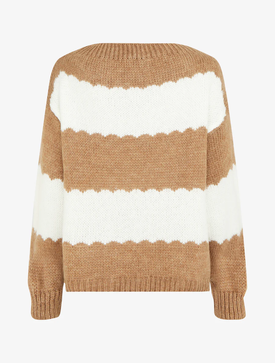 Pull en maille à rayures bicolore - Camel - Image 2