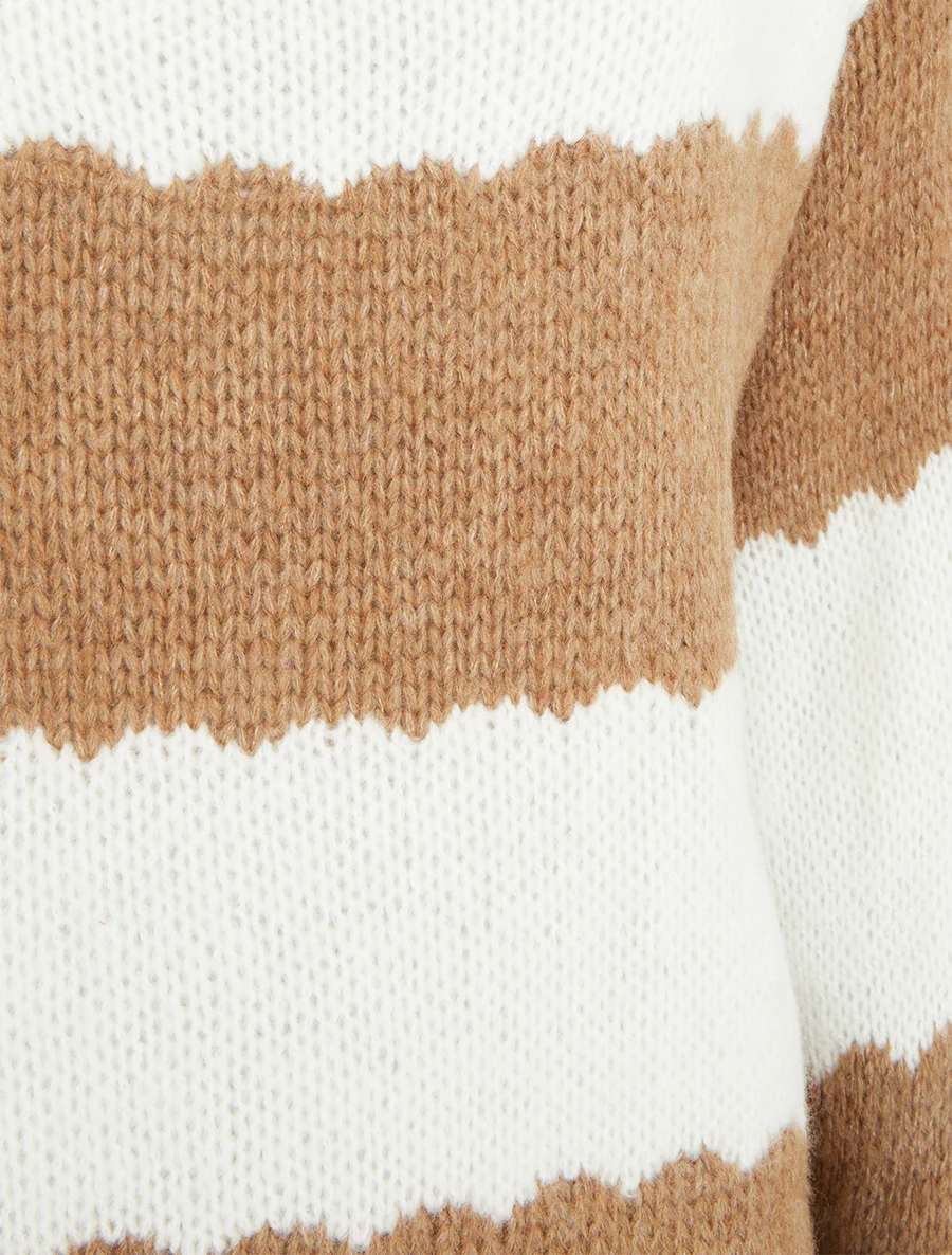 Pull en maille à rayures bicolore - Camel - Image 3