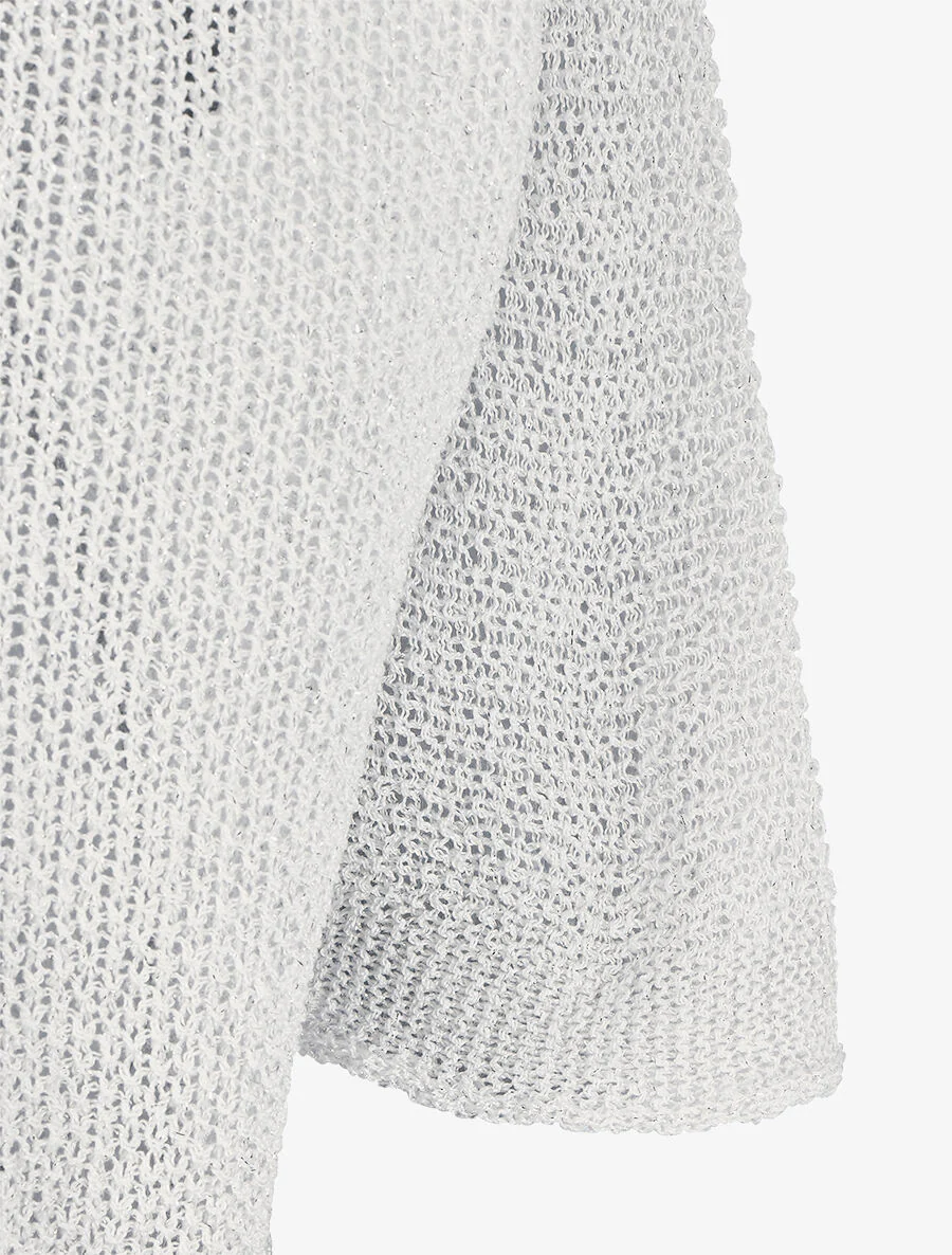 Pull en maille ajourée à détail irisé - Blanc - Image 3