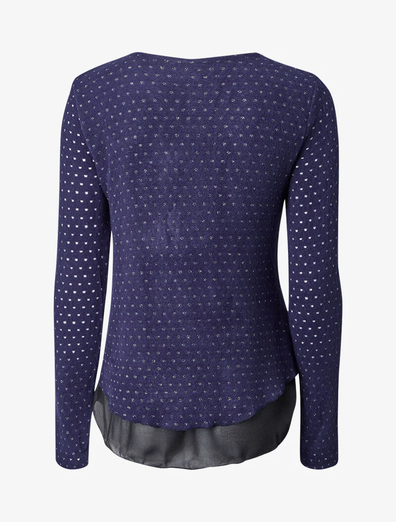 Pull en maille douce à doublure voile - Marine - Image 3