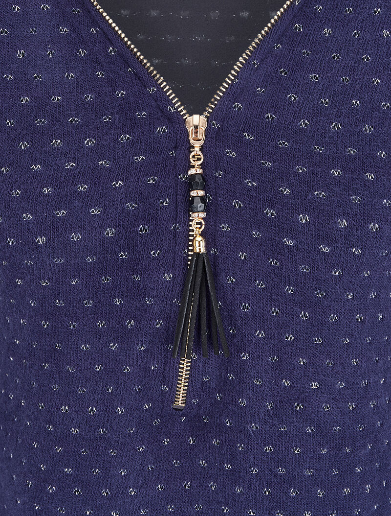 Pull en maille douce à doublure voile - Marine - Image 4