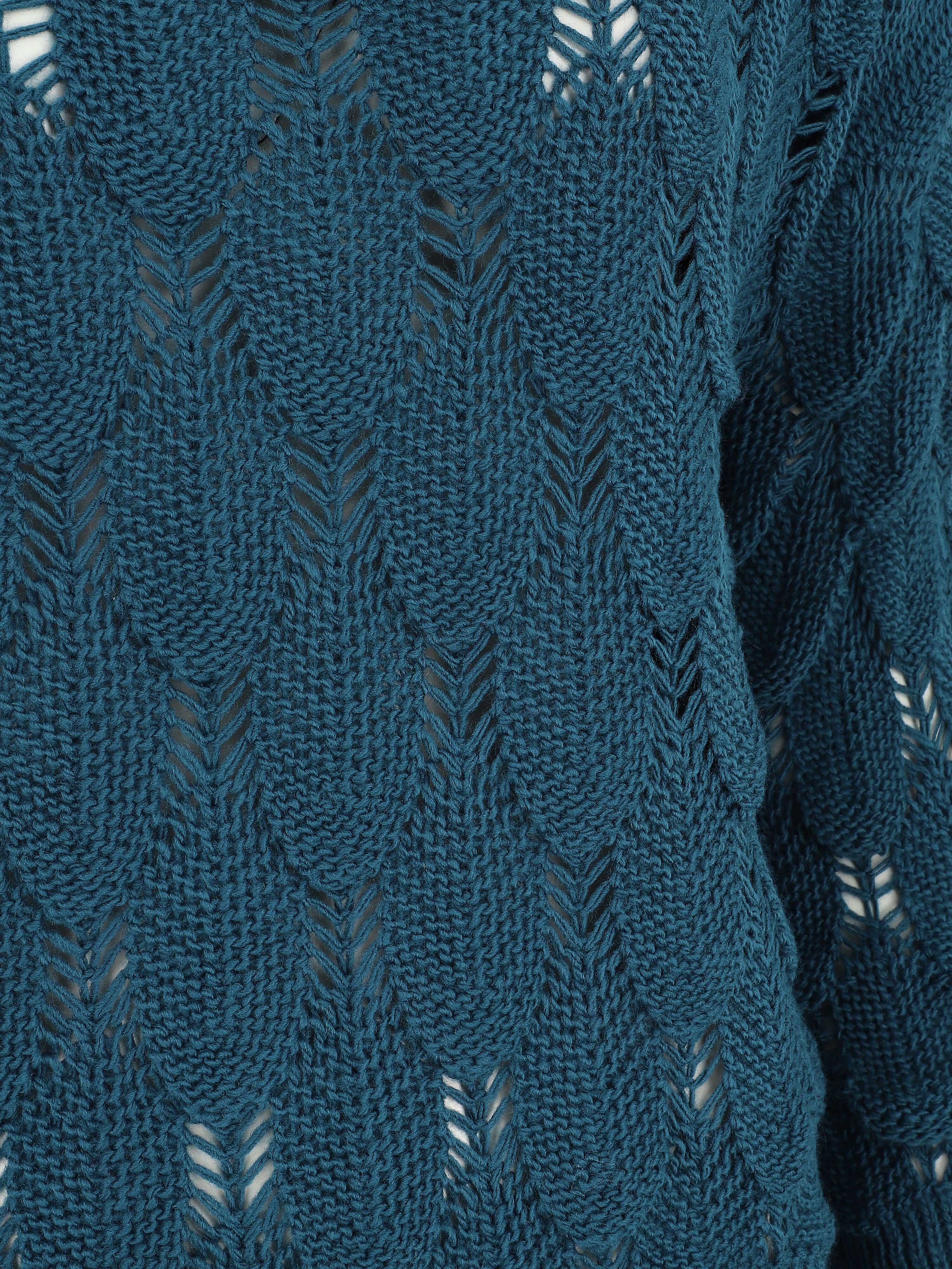 Pull en maille effet écaille - Bleu canard - Image 3