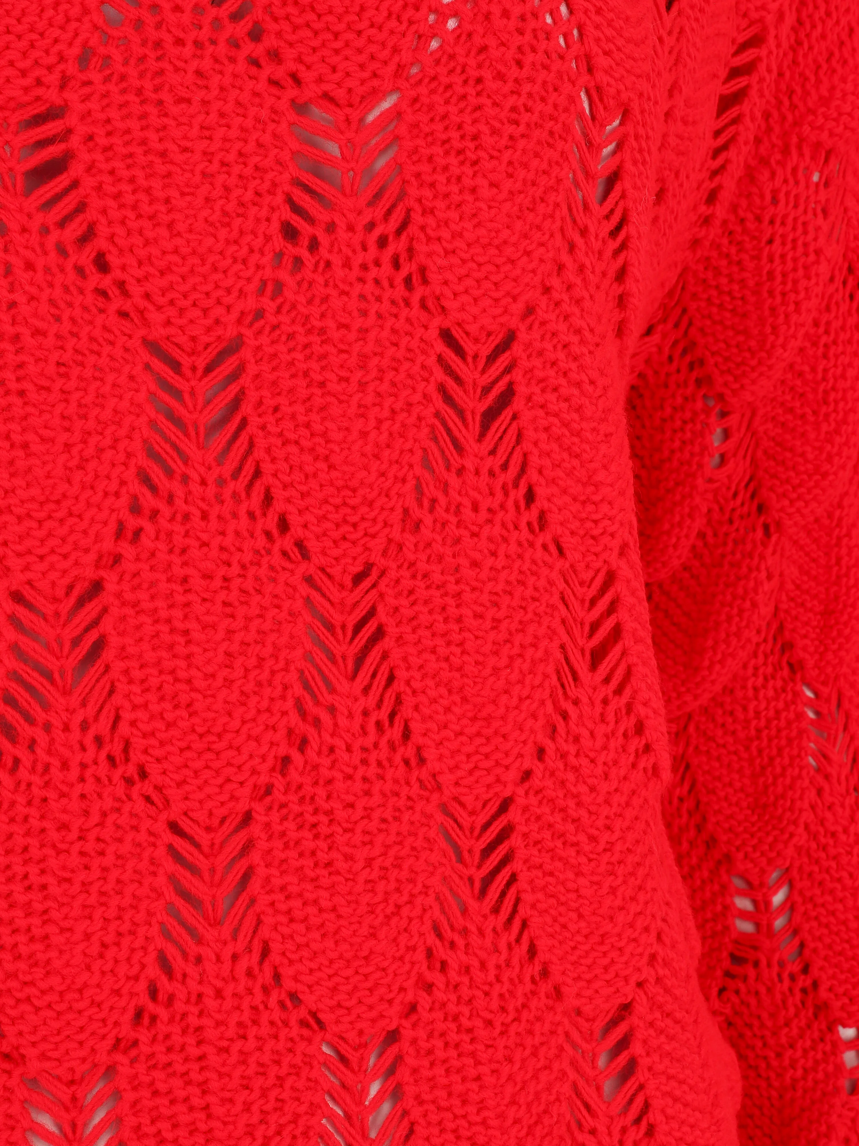 Pull en maille effet écaille - Rouge - Image 3