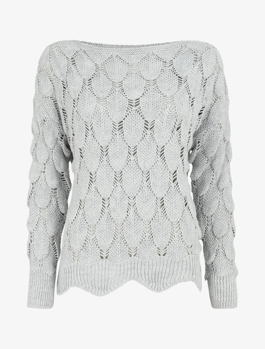 Pull en maille effet écaille - Gris clair