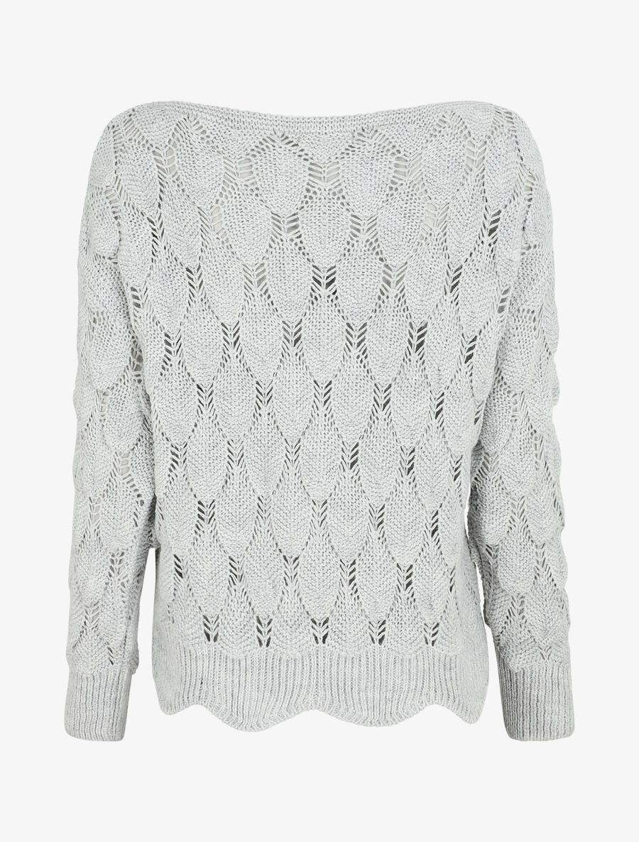 Pull en maille effet écaille - Gris clair - Image 2