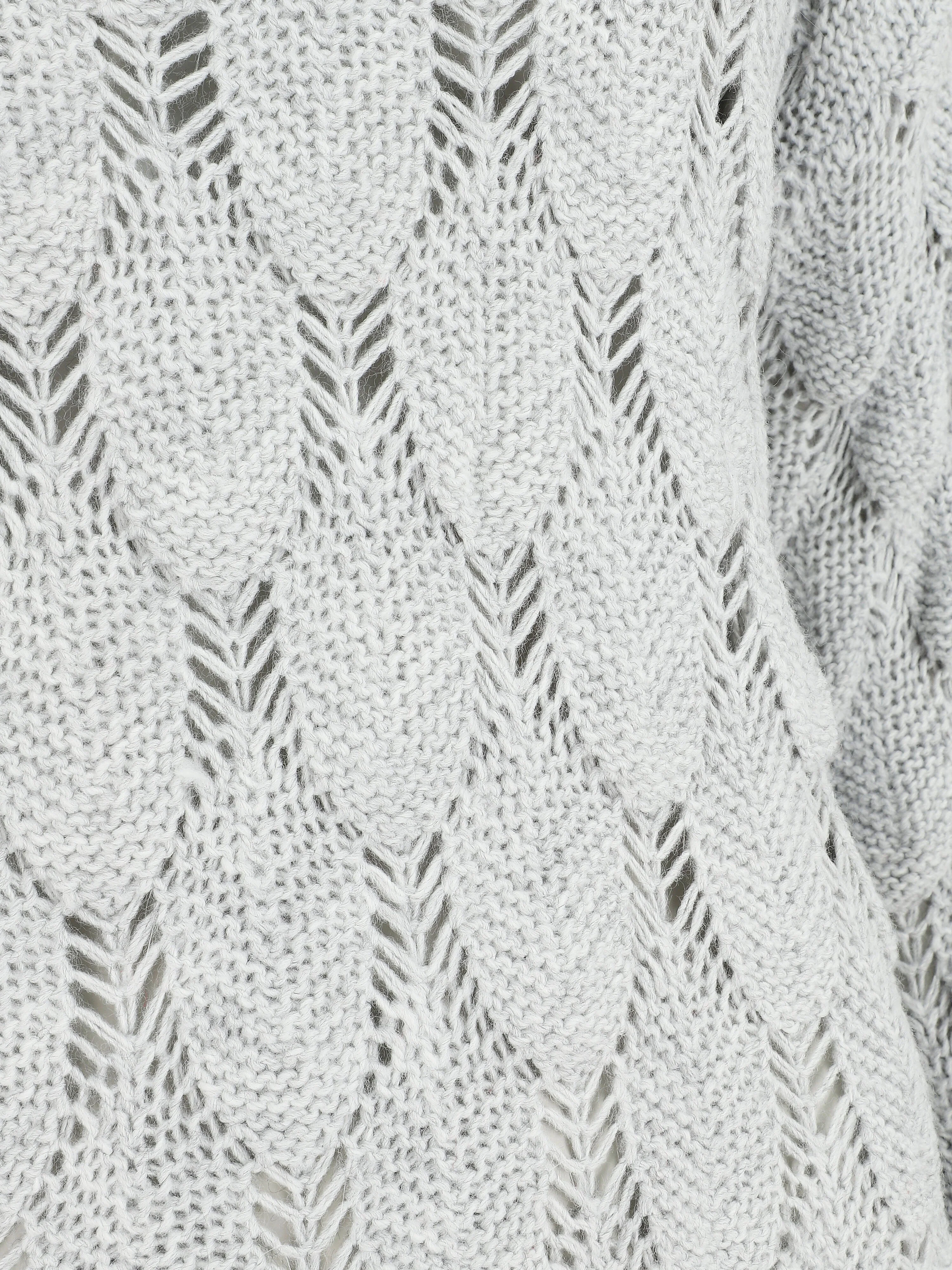 Pull en maille effet écaille - Gris clair - Image 3