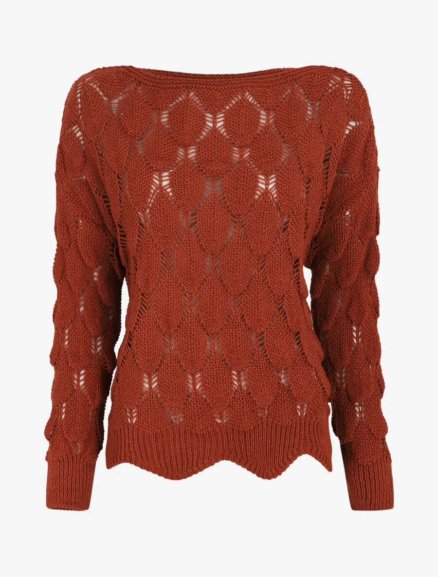 Pull en maille effet écaille - Rouille