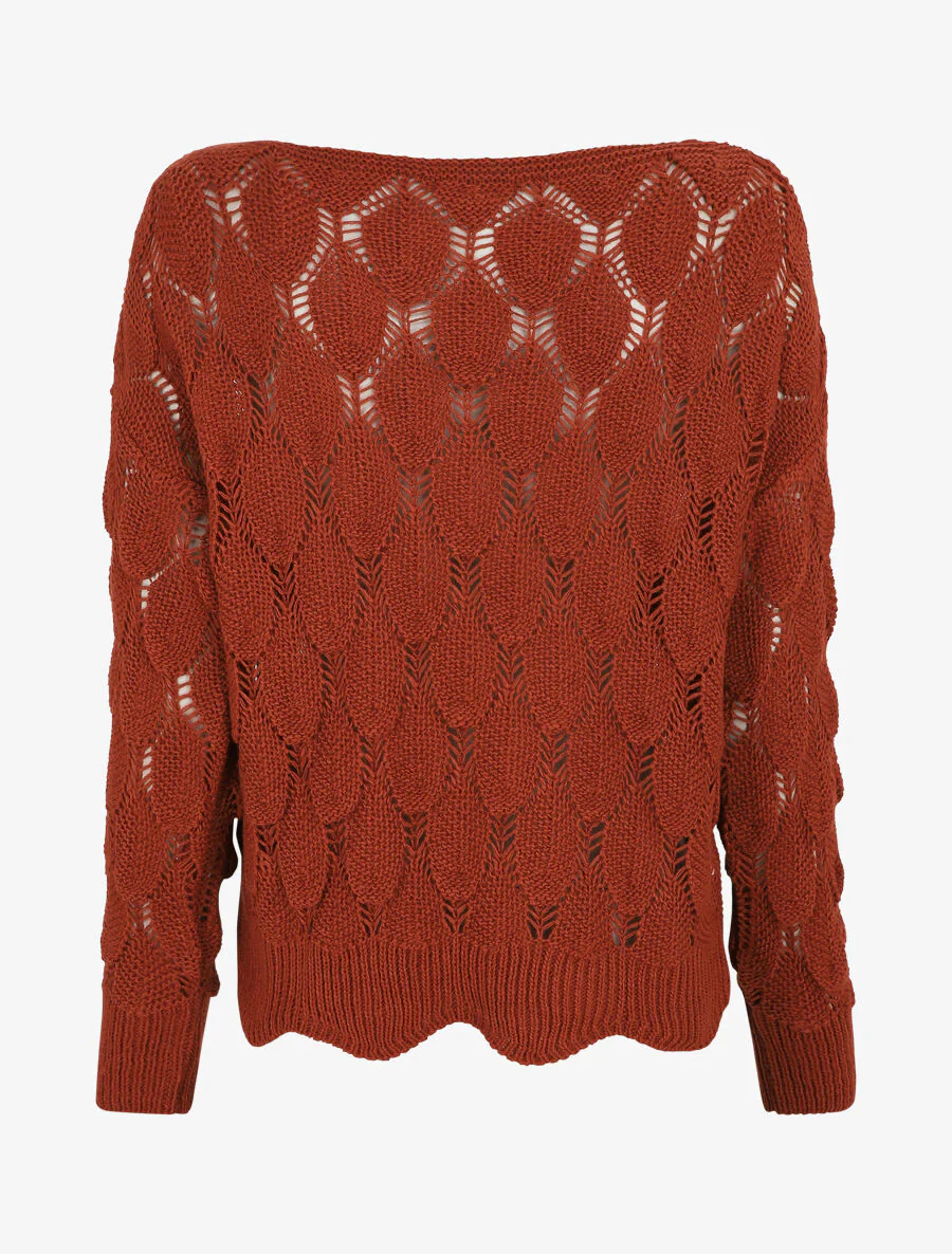 Pull en maille effet écaille - Rouille - Image 2
