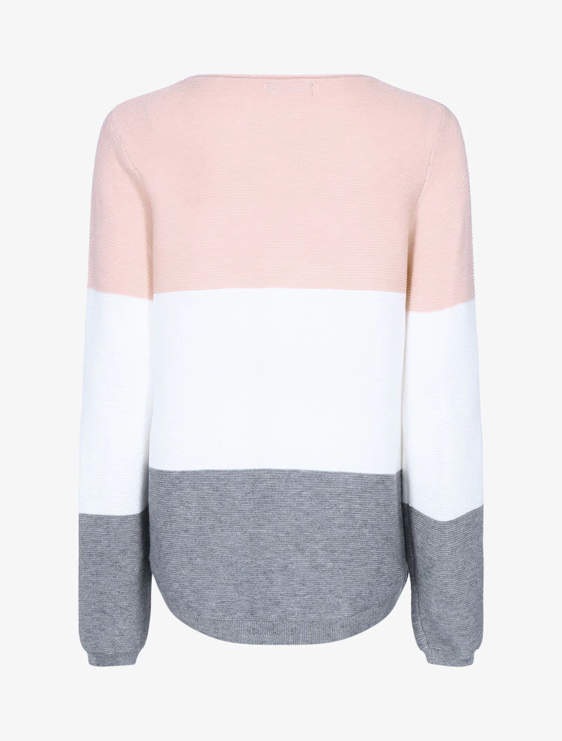 Pull en maille tricolore - rose/écru/gris foncé - Image 2