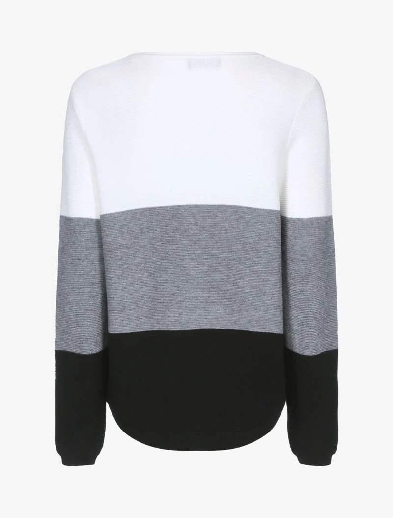 Pull en maille tricolore - écru/gris foncé/noir - Image 2